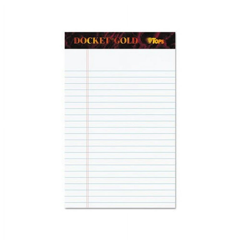 Docket Gold Ruled Perforated Pads, Narrow Rule, 50 White 5 x 8 Sheets, 12/Pack