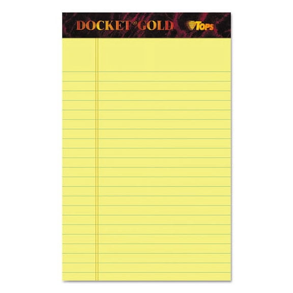 Docket Gold Ruled Perforated Pads, Narrow Rule, 50 Canary-Yellow 5 X 8 Sheets, 12/pack | Bundle of 10 Packs