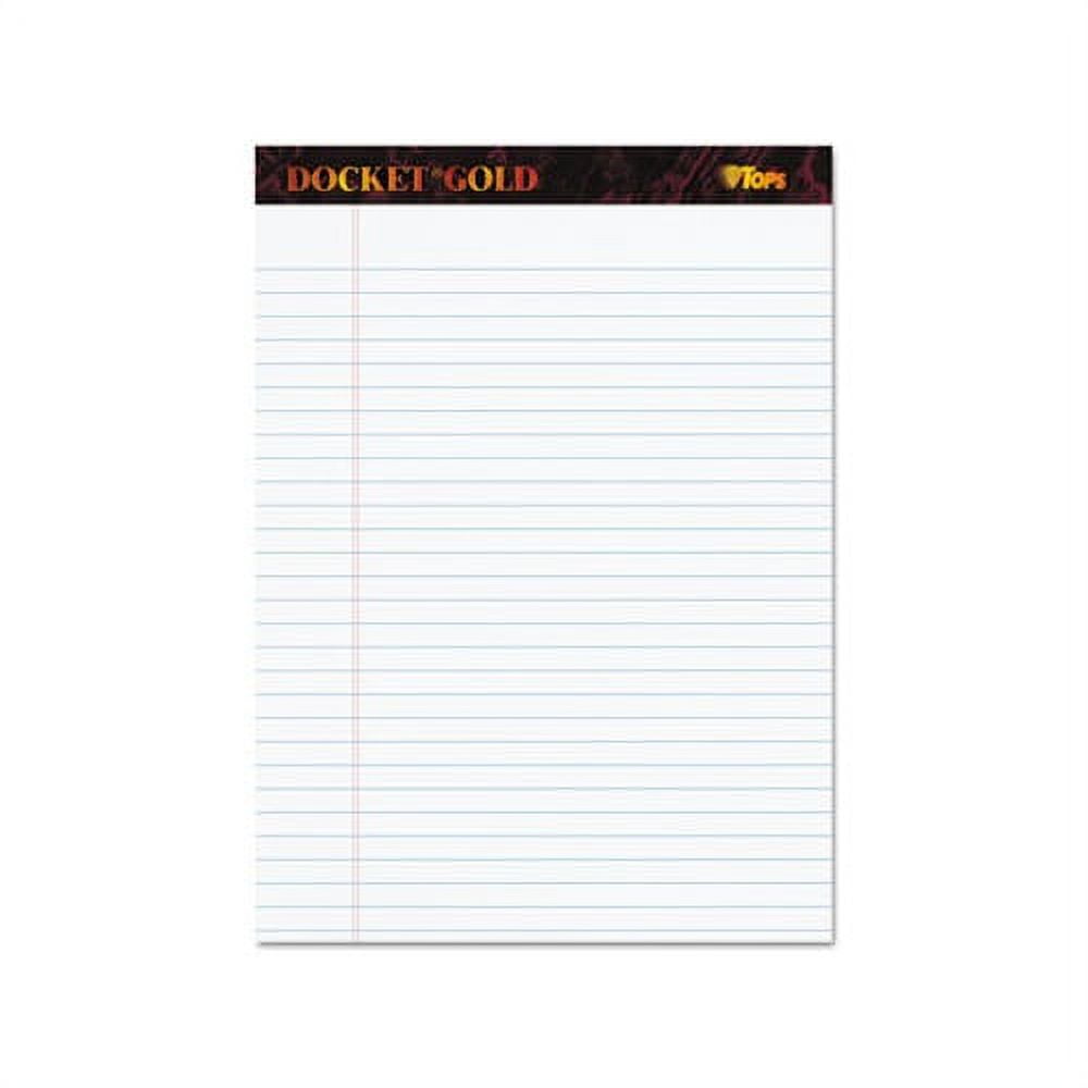 Docket Gold Ruled Perforated Pads Wide/Legal Rule, 8.5 x 11.75, White