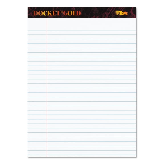 Docket Gold Ruled Perforated Pads, Wide/legal Rule, 50 White 8.5 X 11.75 Sheets, 12/pack | Bundle of 2 Packs