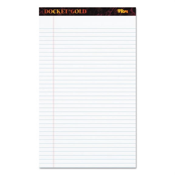 Docket Gold Ruled Perforated Pads, Wide/legal Rule, 50 White 8.5 X 14 Sheets, 12/pack | Bundle of 2