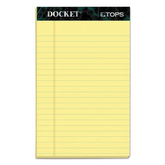 Docket Ruled Perforated Pads, Narrow Rule, 50 Canary-Yellow 5 X 8 Sheets, 12/pack | Bundle of 2 Packs