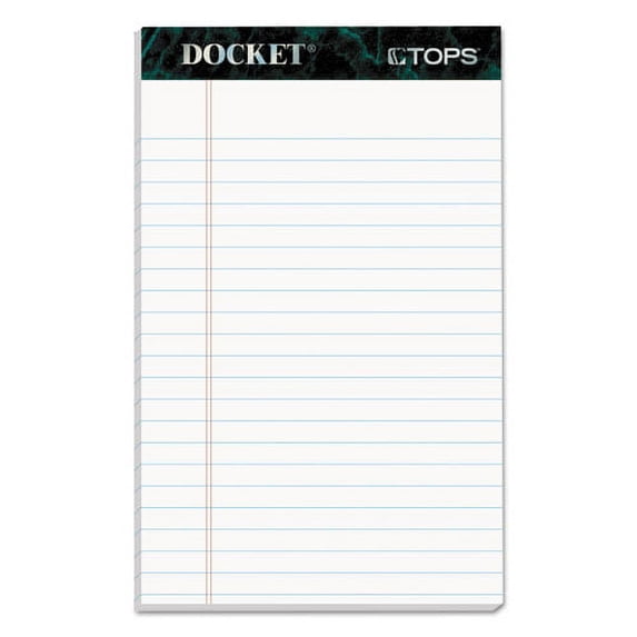 Docket Ruled Perforated Pads, Narrow Rule, 50 White 5 X 8 Sheets, 12/pack | Bundle of 10 Packs