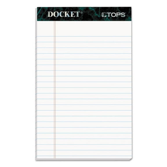 Docket Ruled Perforated Pads, Narrow Rule, 50 White 5 X 8 Sheets, 12/pack | Bundle of 10 Packs
