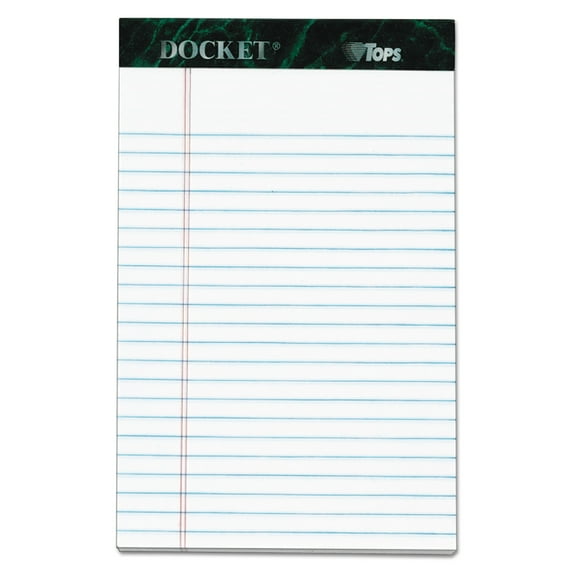 "Docket Ruled Perforated Pads, Narrow Rule, 50 White 5 X 8 Sheets, 6/pack | Bundle of 5 Packs"