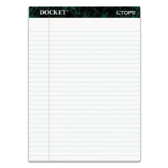 TOPS Docket Ruled Perforated Pads, 8 1/2 x 11 3/4, White, 50 Sheets, 6/Pack -TOP63416