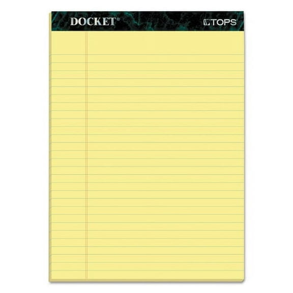 "Docket Ruled Perforated Pads, Wide/legal Rule, 50 Canary-Yellow 8.5 X 11.75 Sheets, 12/pack | Bundle of 5 Packs"