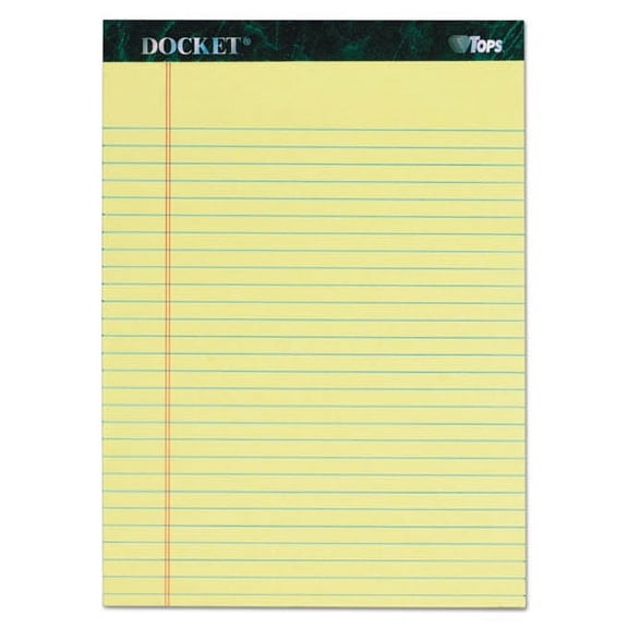 Docket Ruled Perforated Pads, Wide/legal Rule, 50 Canary-Yellow 8.5 X 11.75 Sheets, 6/pack | Bundle of 2 Packs