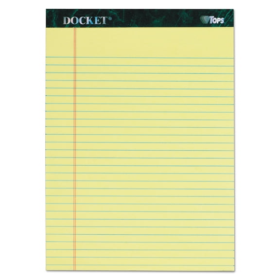 Docket Ruled Perforated Pads, Wide/legal Rule, 50 Canary-Yellow 8.5 X 11.75 Sheets, 6/pack | Bundle of 5 Packs