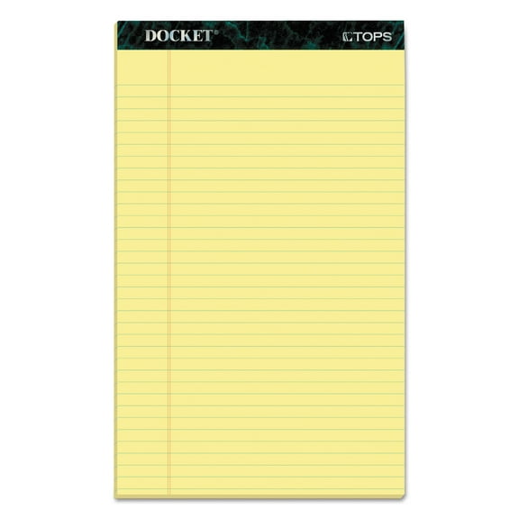 Docket Ruled Perforated Pads, Wide/legal Rule, 50 Canary-Yellow 8.5 X 14 Sheets, 12/pack
