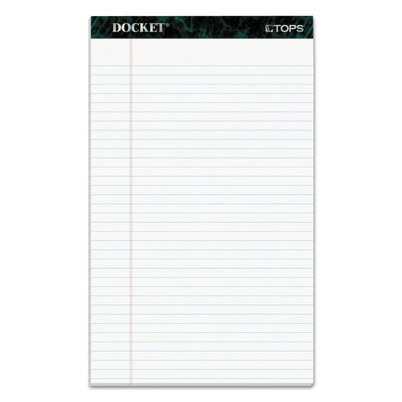Docket Ruled Perforated Pads, Wide/legal Rule, 50 White 8.5 X 14 Sheets, 12/pack | Bundle of 2 Packs