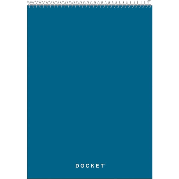 Docket Wire-Bound Writing Pad, 8-1/2" x 11-3/4", Blue Heavy-Duty Cover, Extra-Strong Back, White Paper, Legal Rule, 70 Sheets (99614)