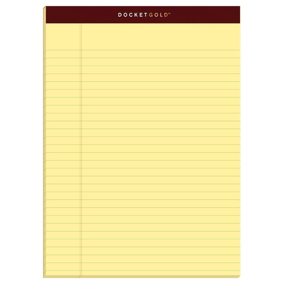Docket Writing Pads  8-1/2" X 11-3/4" Legal Rule Canary Paper 50 Sheets 6 Pack (99707) Version
