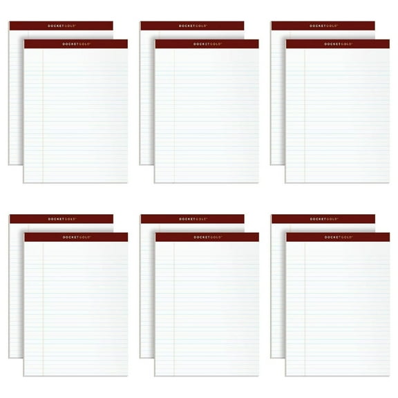 Docket Writing Pads Legal Pad - 8.5 x 11.75, 50 Sheets, 12 Pack - White Legal Rule Notepads for Professionals, Smooth Paper, Perforated Pages, Made in USA 8.5 x 11.75 Inch