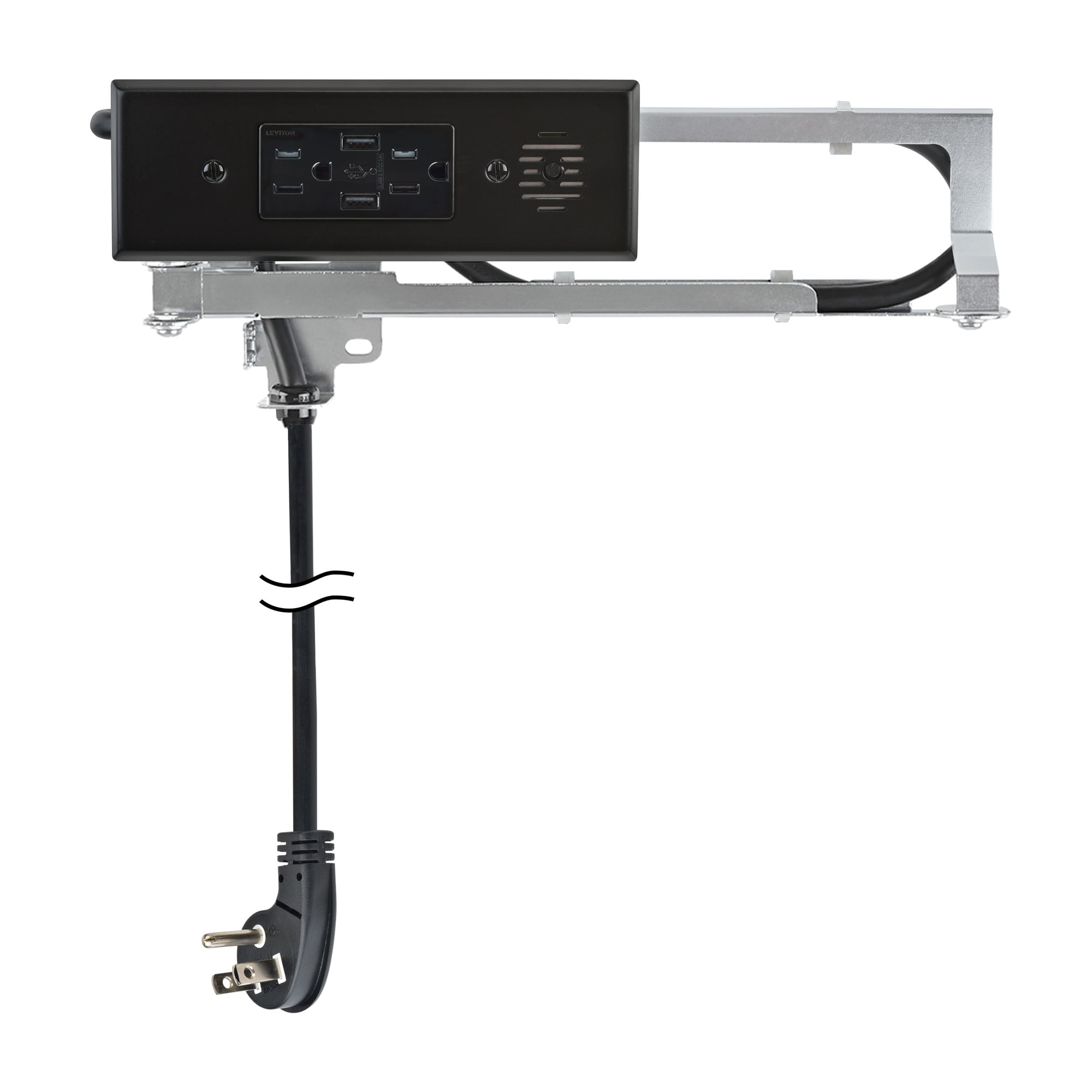Black Tamper Resistant In-Drawer Outlet with USB-A Ports