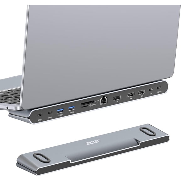 Docking Station 3 Monitors, 11-in-1 Laptop Docking Station Stand with DP 8K + Dual HDMI 4K@60Hz, Ethernet, 10Gbps Data, 100W PD, SD/TF, USB C Dock with Detachable Cable for /Dell/Mac/HP