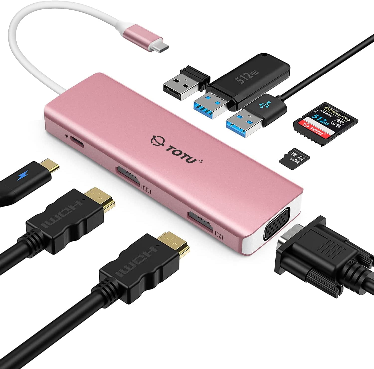 Hub USB C Station d'accueil, 13 en 1 USB C Docking Station Display Triplo Con HDMI, VGA, PD 100
