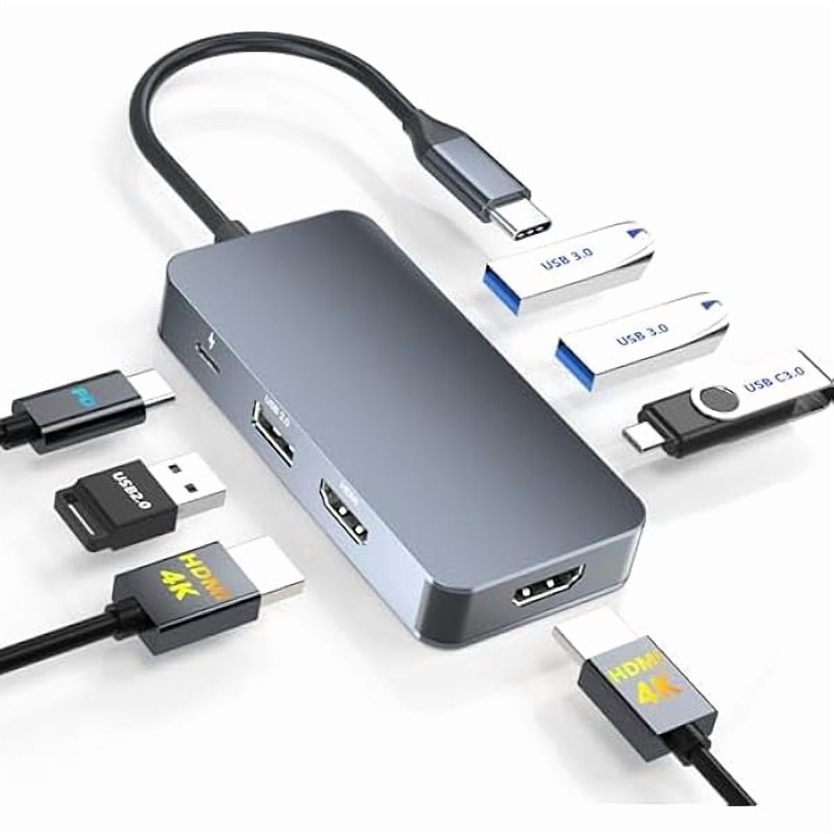 Docking Station Dual Monitor for Dell/HP/Mac Laptops, 7 IN 1 USB C to Dual HDMI Adapter Multiport Hub with 2*4K HD, 3*USB-A/USB-C Data Port, 100W PD, HDTV Splitter for Dual Monitors Extended Display