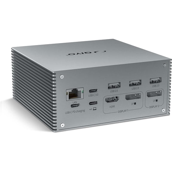 Docking Station, QIYO USB C Docking Station Dual Monitor for MacBook Pro/Air & Type C Windows Laptops (4K HDMI, 2 DPS, 100W PD, 6 USB Ports), Extended Display for macOS