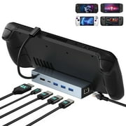 Docking Station for Steam Deck, 6 in 1 Stream Deck Dock with HDMI 2.0 4K 60Hz, 1Gbps RJ45 Ethernet, 3 USB 3.0 5Gbps, and 100W Charging USB-C Port Compatible with ROG Ally, Steam Deck, Laptop