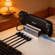 Docking Station for Steam Deck ROG Ally, 6 in 1 Stream Deck Dock with HDMI 2.0 4K@60Hz, 1000Mbps Gigabit Ethernet, 3 USB-A 3.0 and 100W Full Speed Charging USB-C Port Compatible with Valve Steam Deck