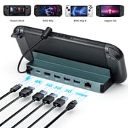 Docking Station for Steam Deck/ROG Ally/Legion Go/MSI Claw, 7-in-1 Steam Deck Dock with HDMI 2.0 4K@60Hz, Gigabit Ethernet, 3 USB-A 3.0 and 100W Charge, Compatible with Steam Deck