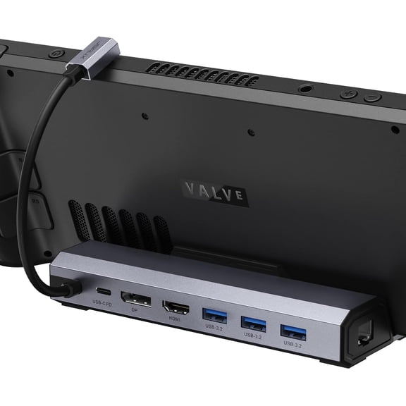 Docking Station for Steam Deck/Rog Ally/Legion Go, 7-in-1 Steam Deck Dock with HDMI 4K@60Hz, DisplayPort, Gigabit Ethernet, USB-A 3.2 and 100W Charge Compatible with Steam Deck OLED-HB0702