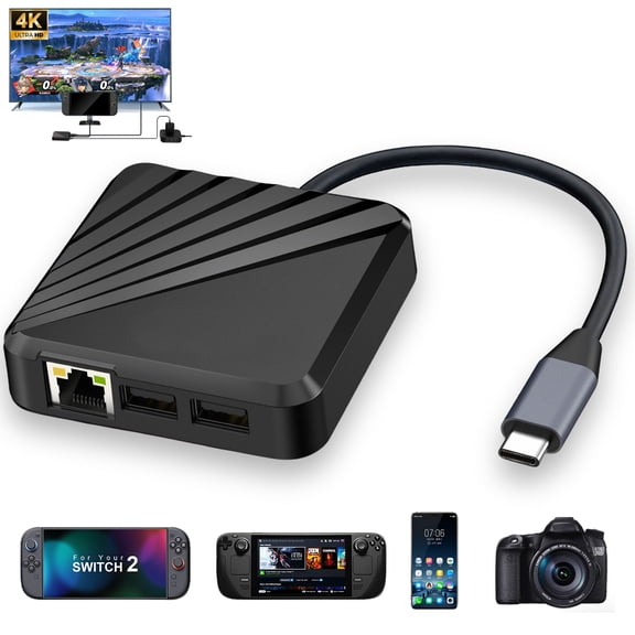 Docking Station for Switch 2/1, Switch Dock Adapter Support 4K@60Hz, PD 100W Charging While Playing, 2 USB Hubs, Multi-functional Docking Station for Phones/Tablets/Laptops