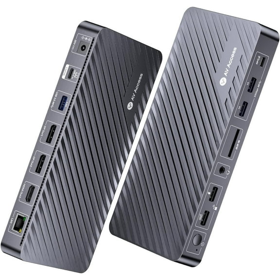 AV Access Docking Station 3 Monitors, 8K@30Hz Single Display, Triple 4K Display (2DP/1HDMI), USB-C Dock with 100W Laptop Charging, 10Gbps USB-C/A, Ethernet, Audio, SD, for MacBook/Chrome/Dell/HP