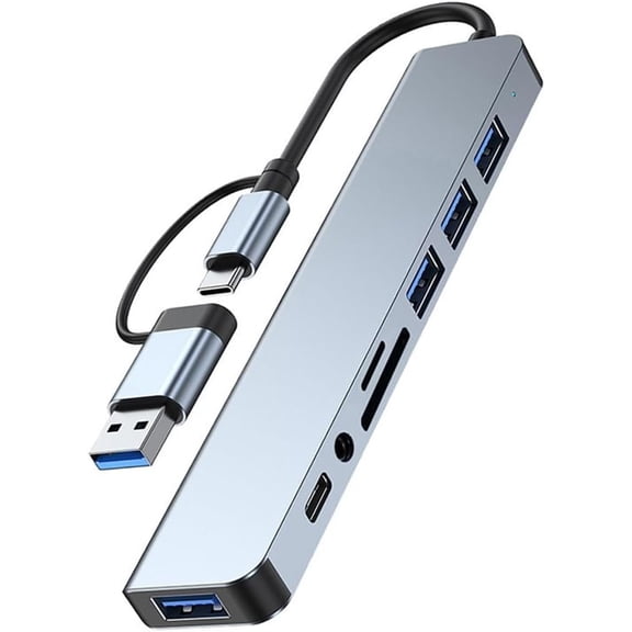 Docking Station USB 3.0 Expansion Dock TF/SD Card Reader with 3.5mm Audio Jack Laptop Tablet Disk Converter