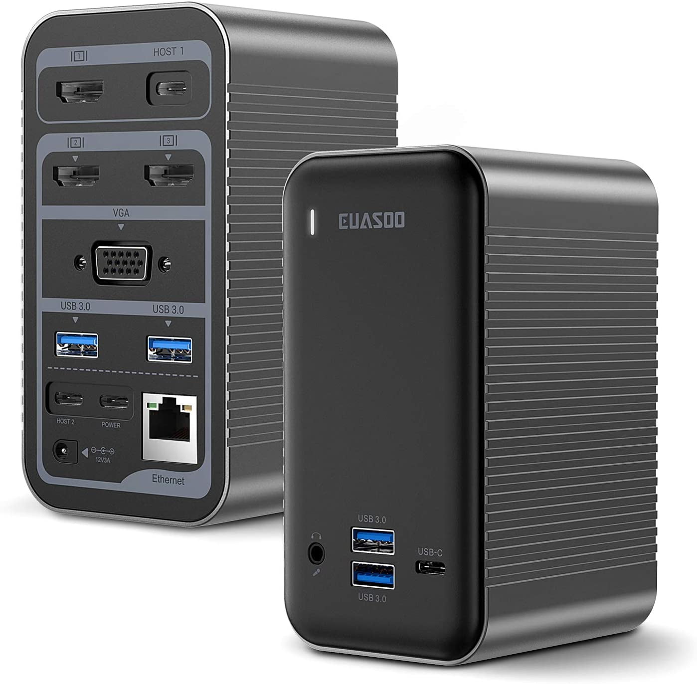 Docking Station USB-C 4K Quadruple Display Universal Laptop Docking Station for MacBook and Windows (3 HDMI, VGA, Gigabit Ethernet, USB-C 3.0, 87W PD and 4 USB Ports), Triple Display for macOS