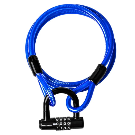 DocksLocks 10ft Weatherproof Straight Security Cable with U-Lock - Anti-Theft, Heavy Duty, Durable Outdoor Security for Kayaks, Bikes, Scooters - 1.8 lbs