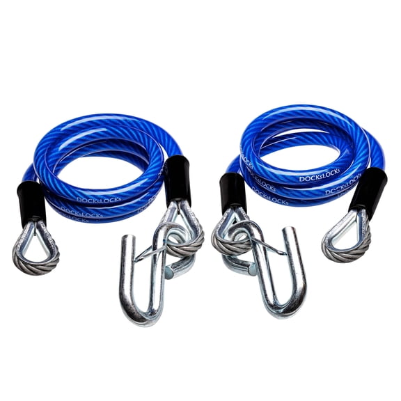DocksLocks 5000lb Heavy Duty Trailer Cable - 48-inch Towing Cables, Steel, Rugged and Durable - 2-Pack with Snap Hook Safety Latches