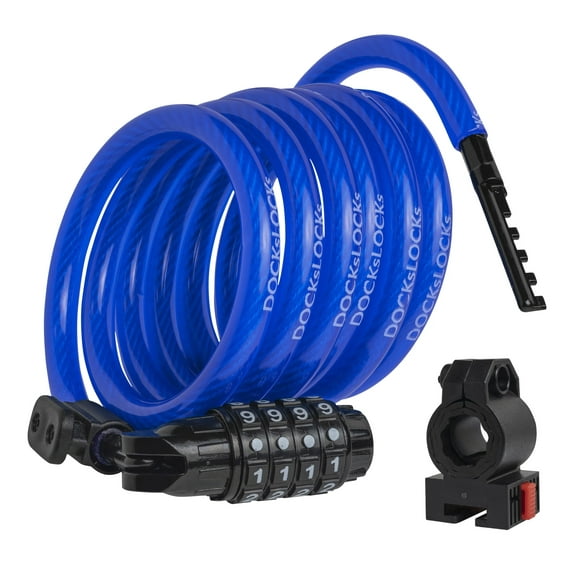 DocksLocks 6ft Bike and Scooter Coiled Security Cable with Combination Lock, Braided Steel, Multi-Purpose, Heavy Duty Cable Lock - 0.9 lb