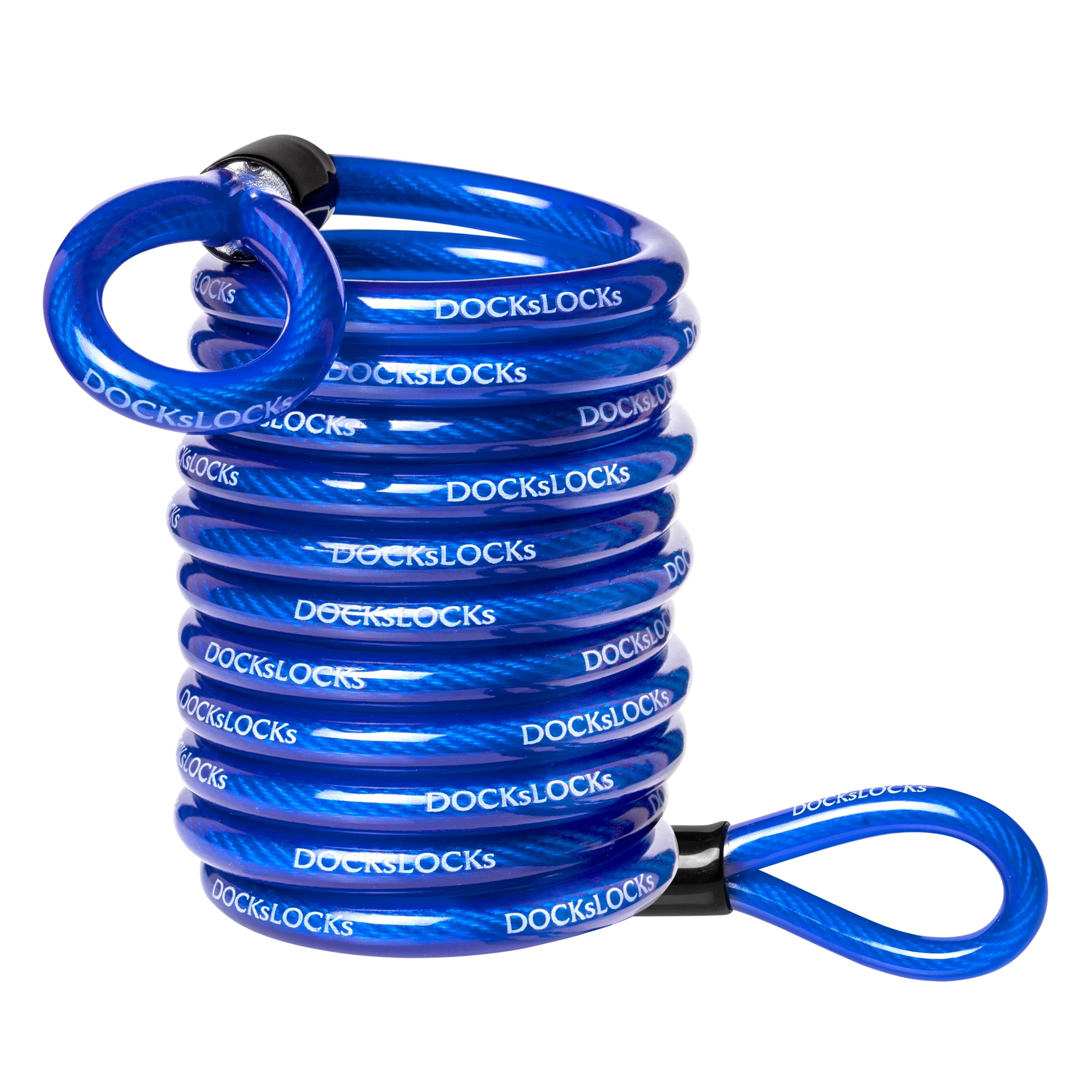 DocksLocks Coiled Security Cable 5ft, Black, Weatherproof Steel ...