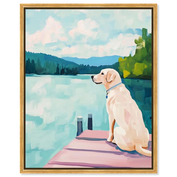 Dockside Companion Canvas Print Coastal Decor by Art Remedy, Gold Frame, 36 x 45