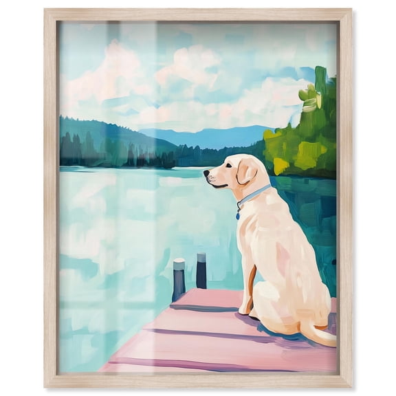 Dockside Companion Shadowbox Print Coastal Decor by Art Remedy, Blonde Frame, 20 x 24