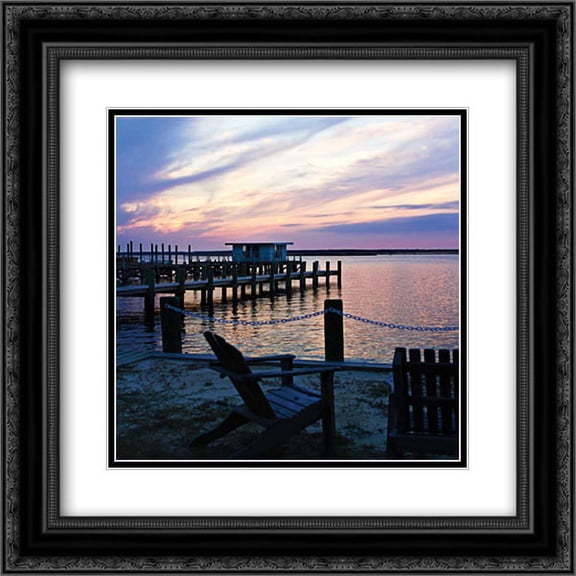 Dockside Park II 2x Matted 20x20 Black Ornate Framed Art Print by Hausenflock, Alan