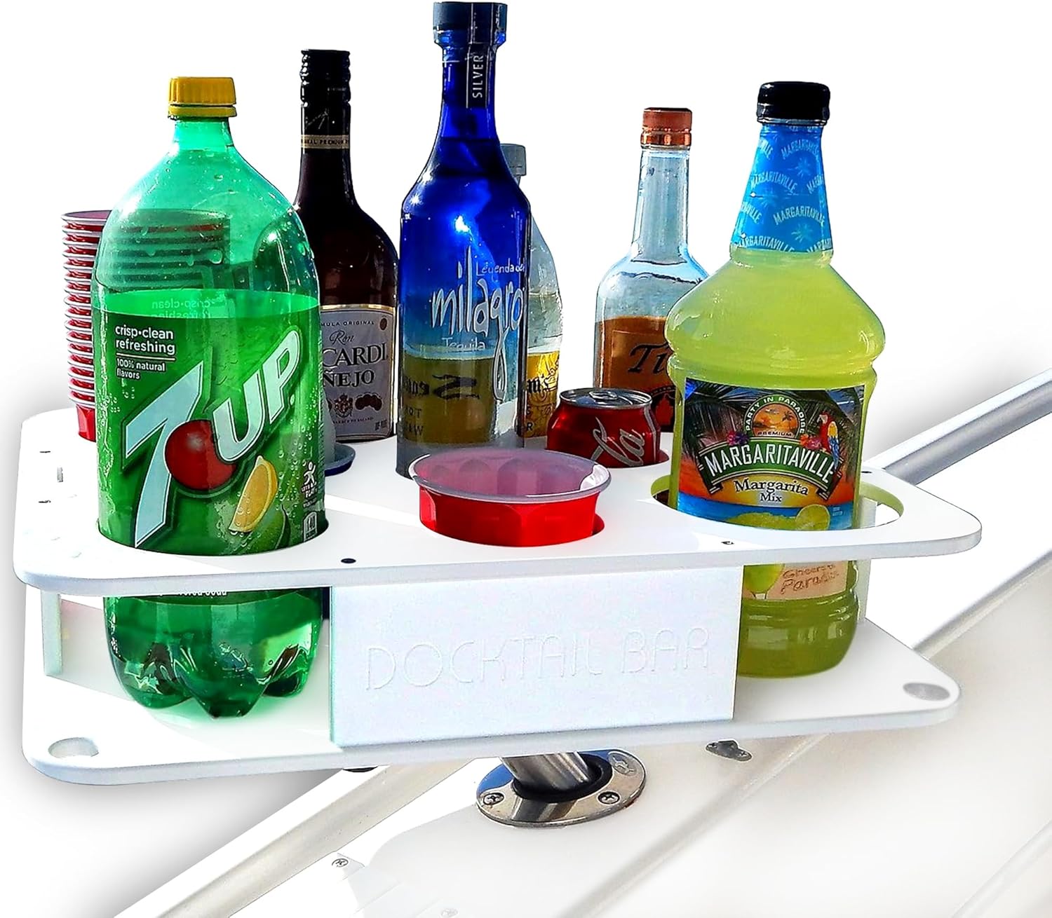 Docktail Bar Boat Caddy Organizer Includes Rod Holder Mount