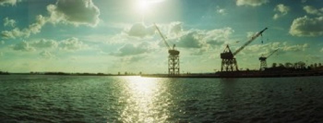 Dockyard at the riverfront East River Red Hook Brooklyn New York City New York State USA Canvas Art - Panoramic Images (30 x 12)