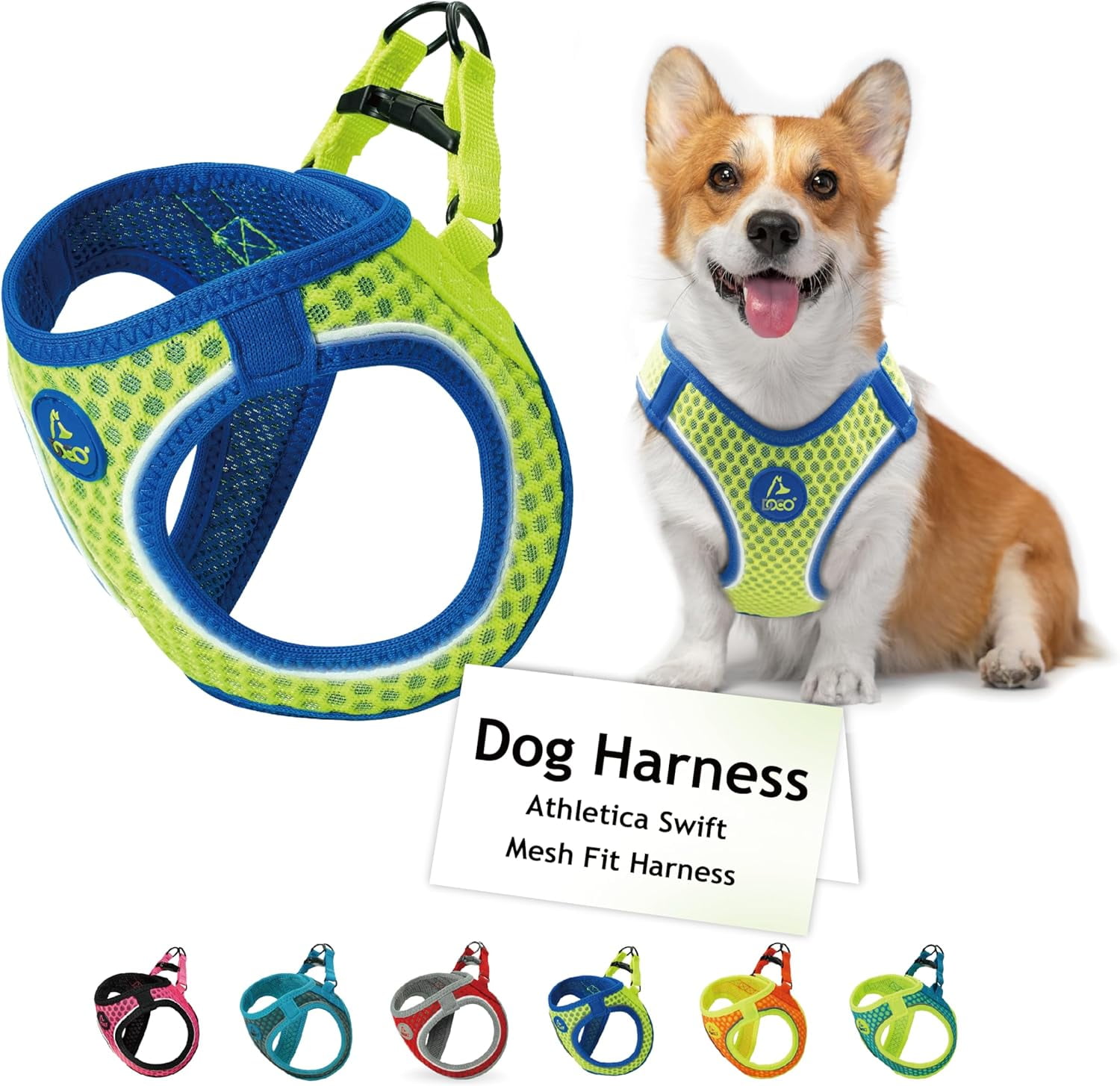 DOCO Dog Harness (Chest 18.5"-19.5", Weight 15–20 lbs) Athletica Adjustable Heavy Duty No Choke Puppy Vest for Large Dogs Lightweight Air Mesh, Reflective, Puppy Essentials – Lime, Large