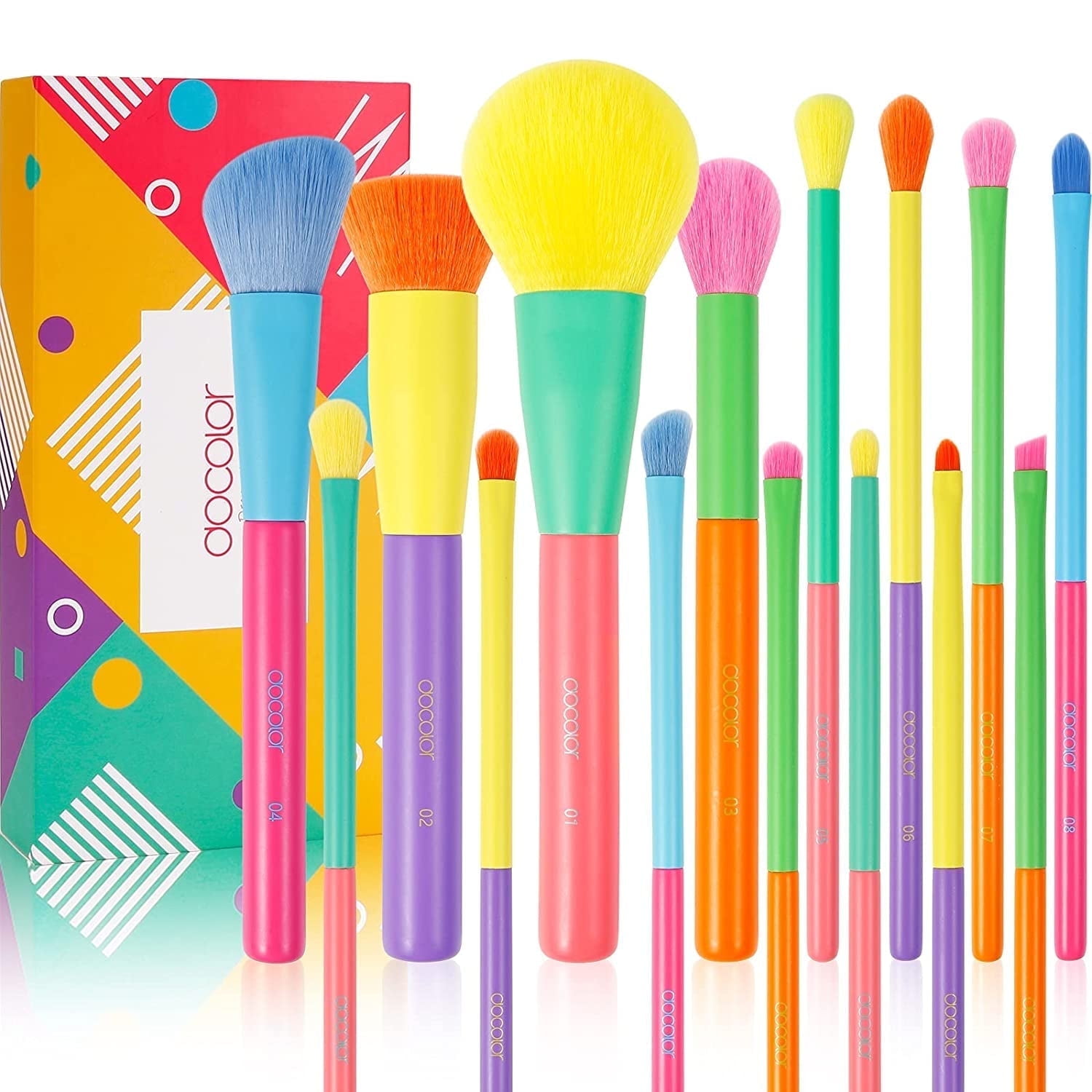 Docolor 15-Piece Makeup Brush Set - Complete Face and Eye Kit with Travel Case