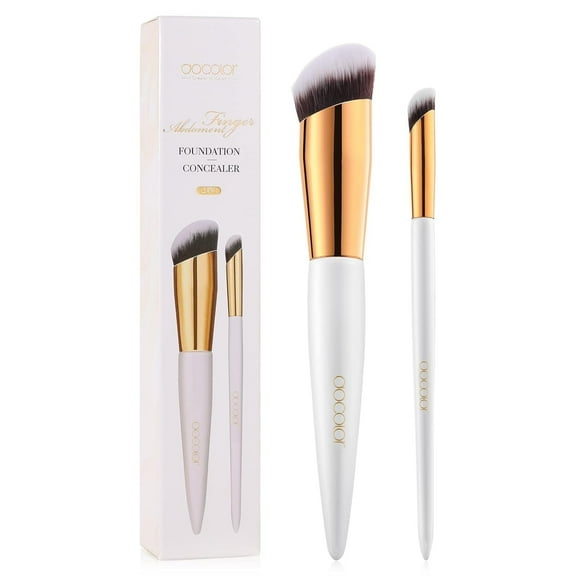 Docolor Pro Liquid Foundation & Concealer Brush Set - 2 Piece Non-Absorbent Makeup Tools for Flawless Coverage