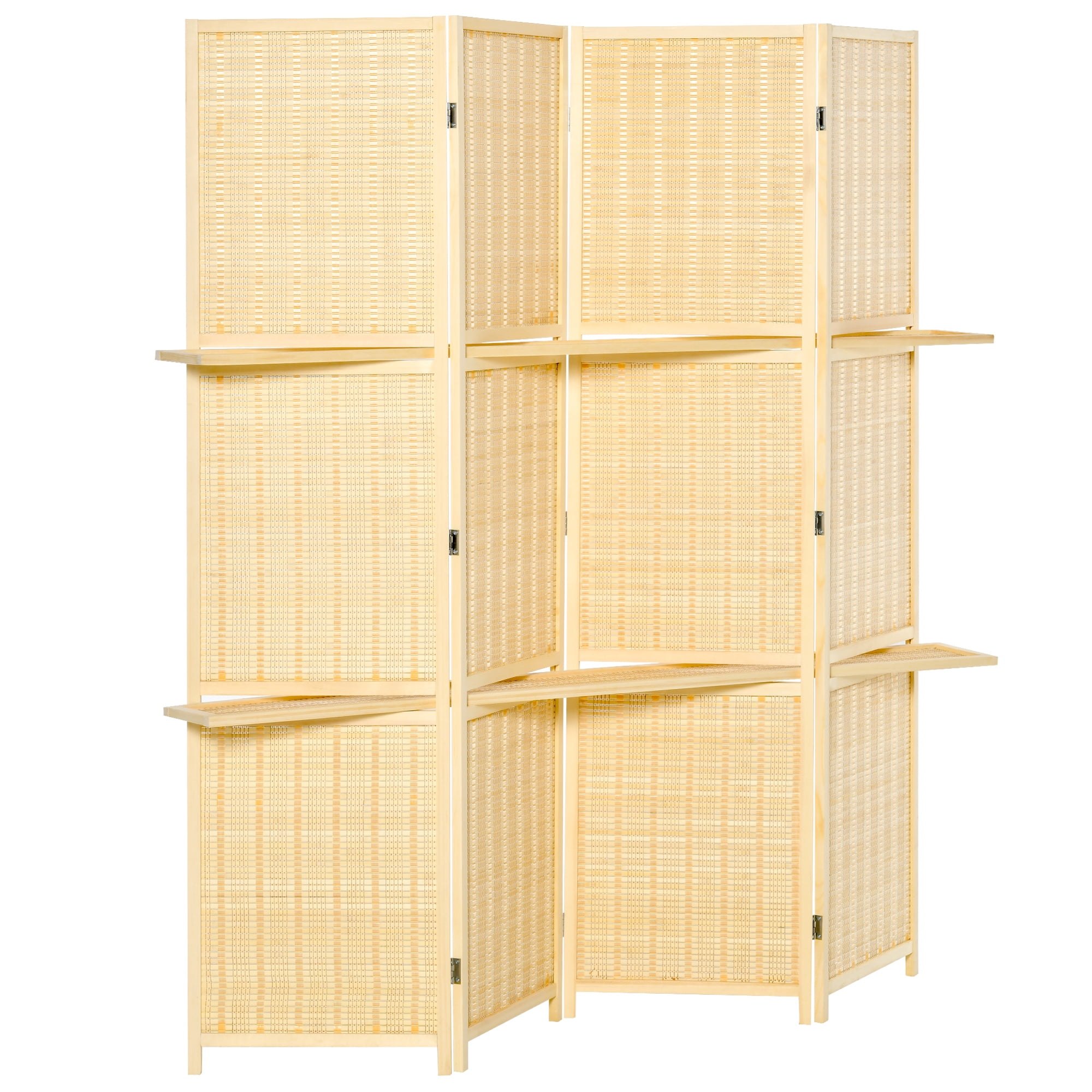 Docooler 4 Panel Bamboo Room Divider, 6ft Folding Wall Divider with 2
