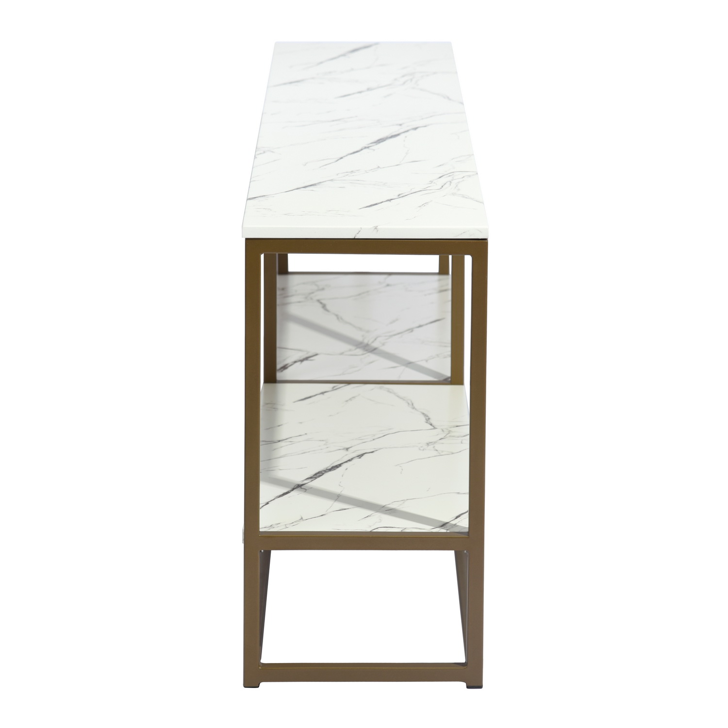 Docooler 59.8 inch White Marble Gold Frame TV STAND With Storage