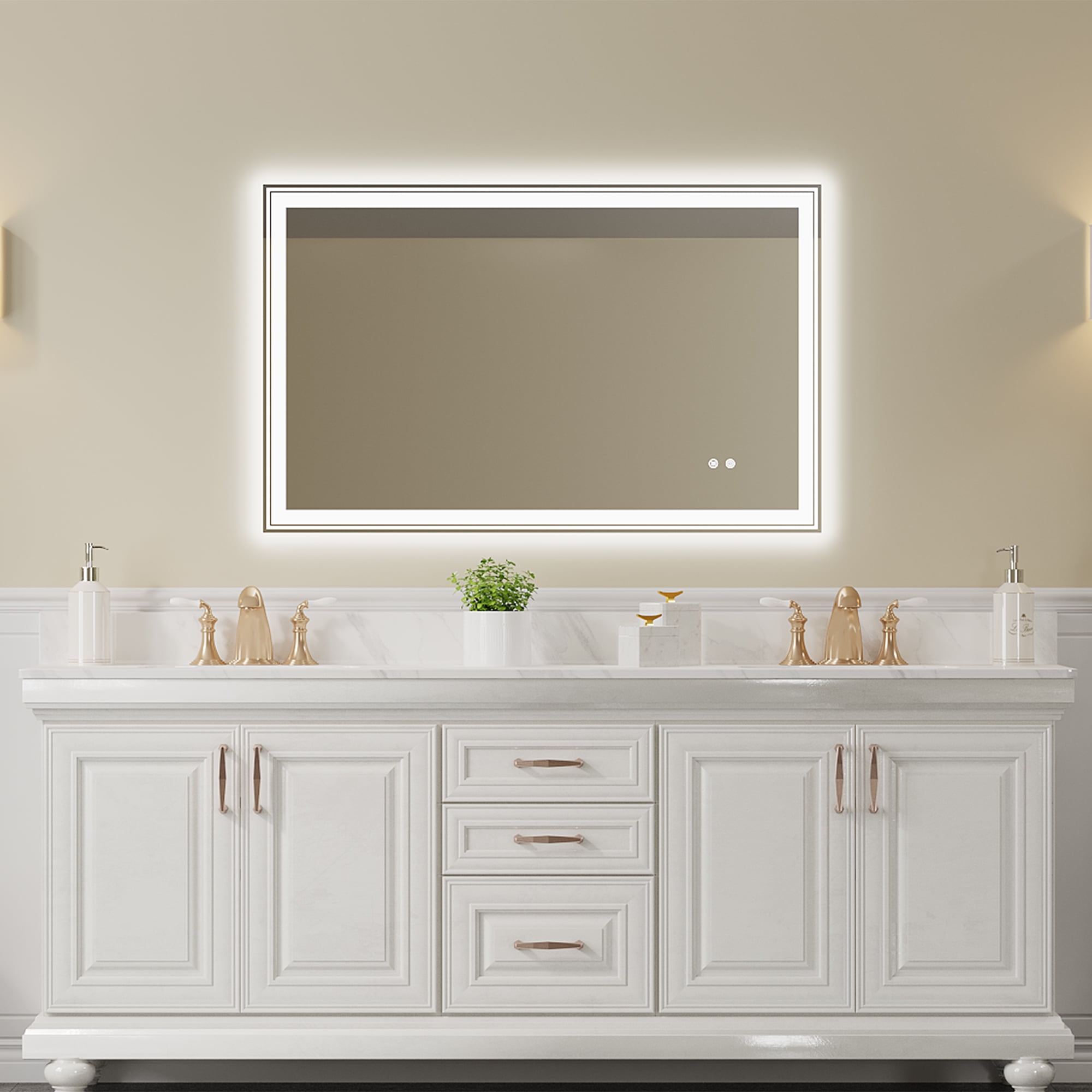 Docooler LED Lit Bathroom Mirror, Wall Mounted Anti Fog Vanity Mirror