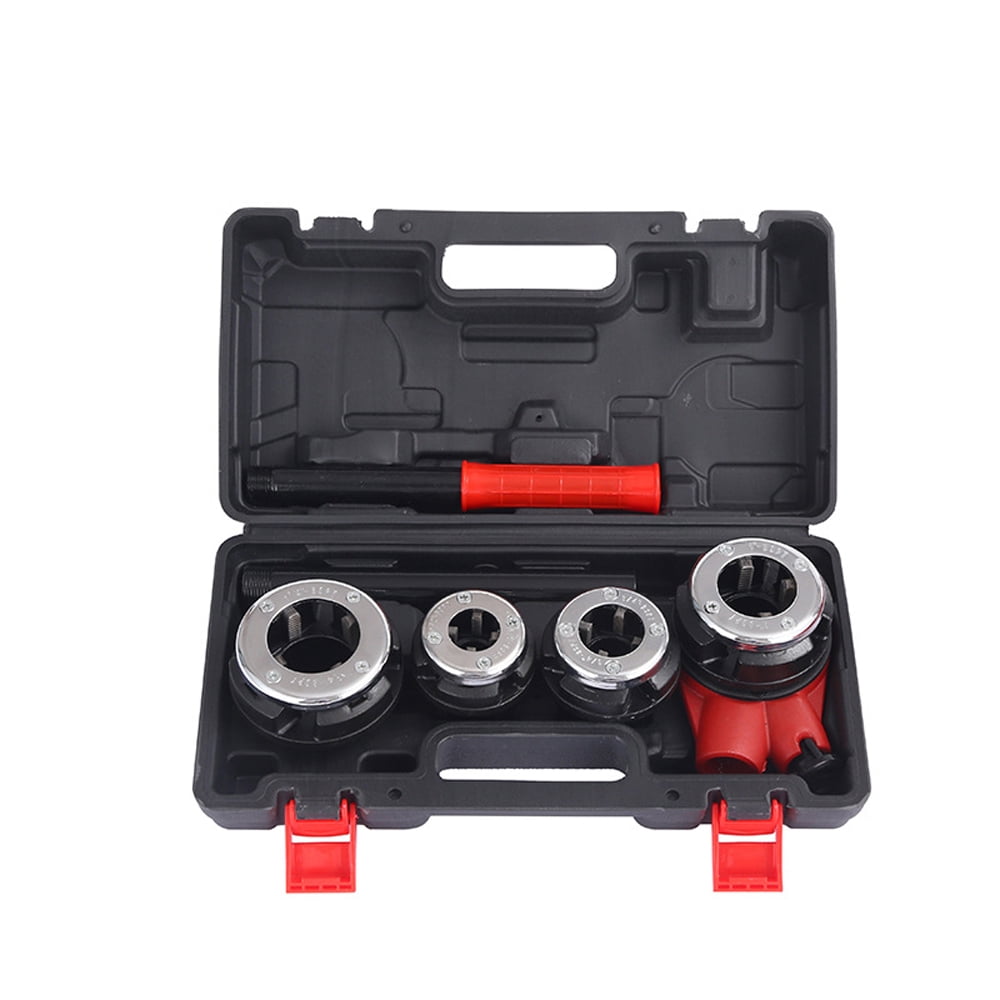 Docooler Portable Ratchet Pipe Threader Manual Kit with 4PCS NPT Dies in Plastic Storage Box for