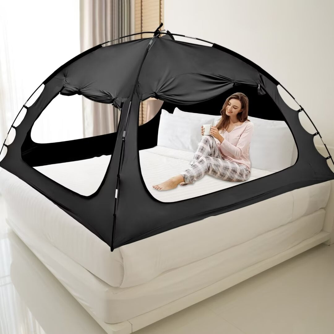 Docrd 80"x60" Bed Tent Queen Size Bed Canopy, Indoor Tent for Adult and Kids, 3 Doors Breathable