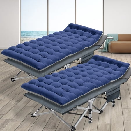 Docred 2Pack Camping Cot Folding Camping Bed for Adults, Heavy Duty Collapsible Sleeping Bed, Travel Military Portable Cots Bed with Carry Bag & 2-Sided Mattress for Indoor & Outdoor Use
