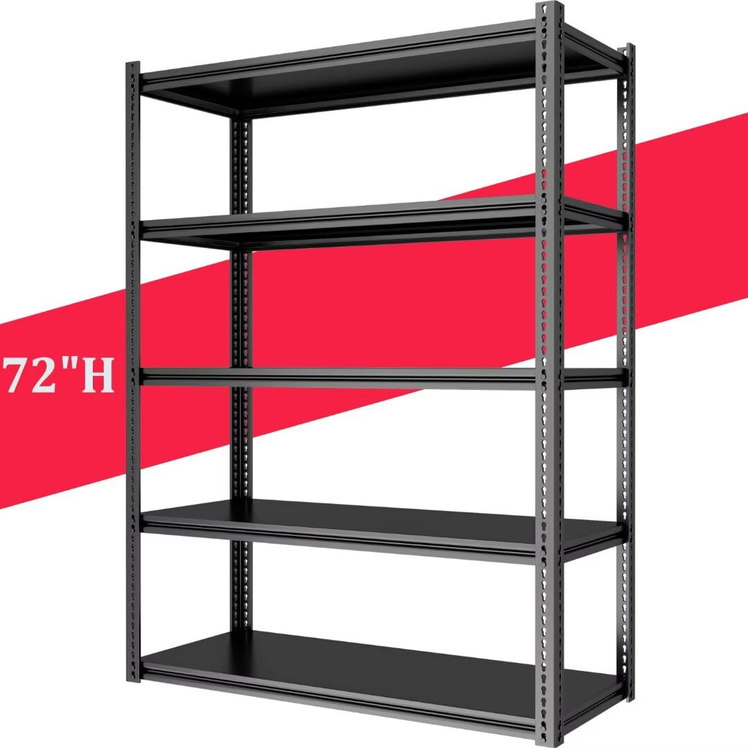 Docred 72" Black Heavy Duty Adjustable Metal Shelving Unit